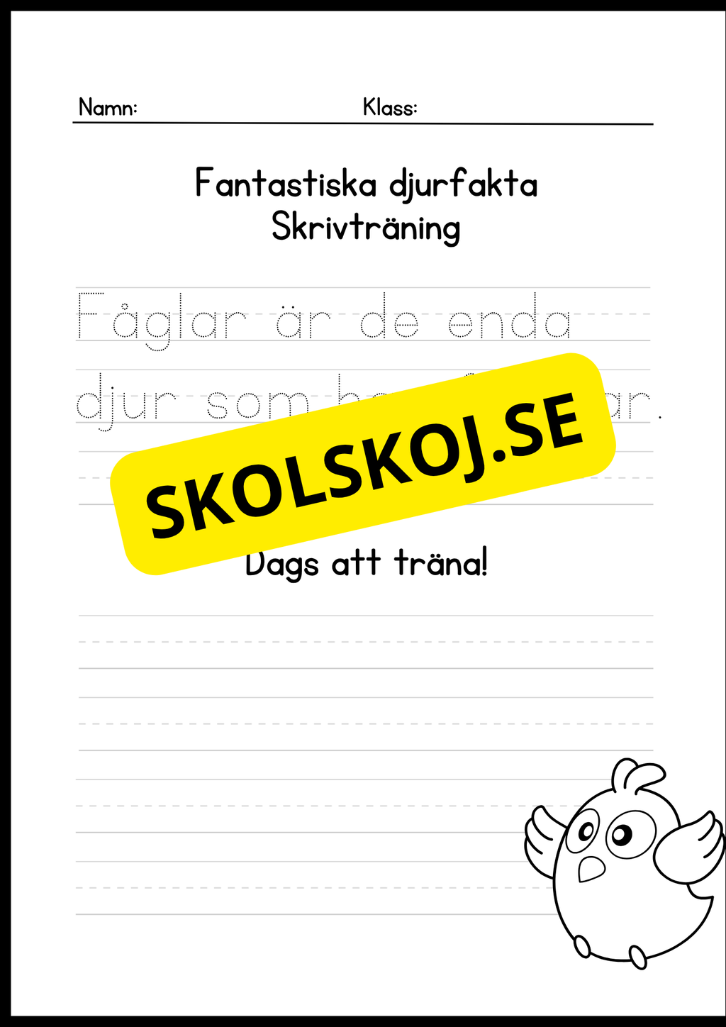 Fantastiska djurfakta - Skrivträning