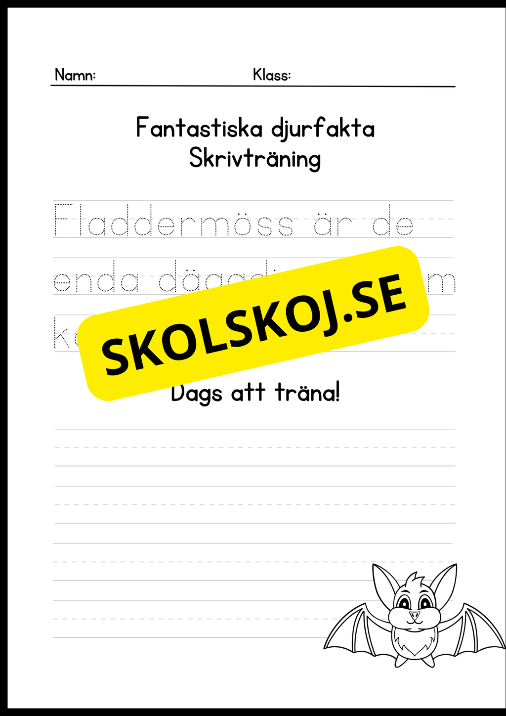 Fantastiska djurfakta - Skrivträning