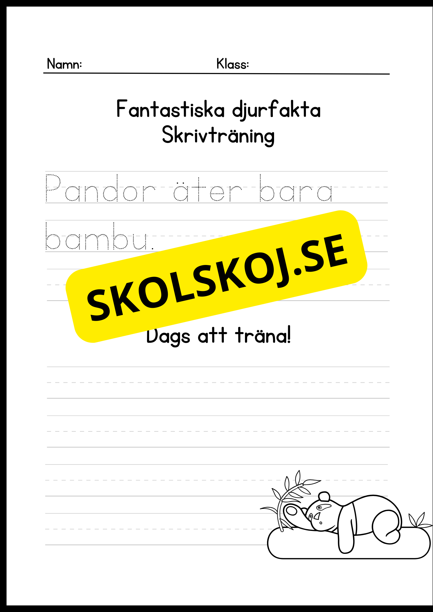 Fantastiska djurfakta - Skrivträning