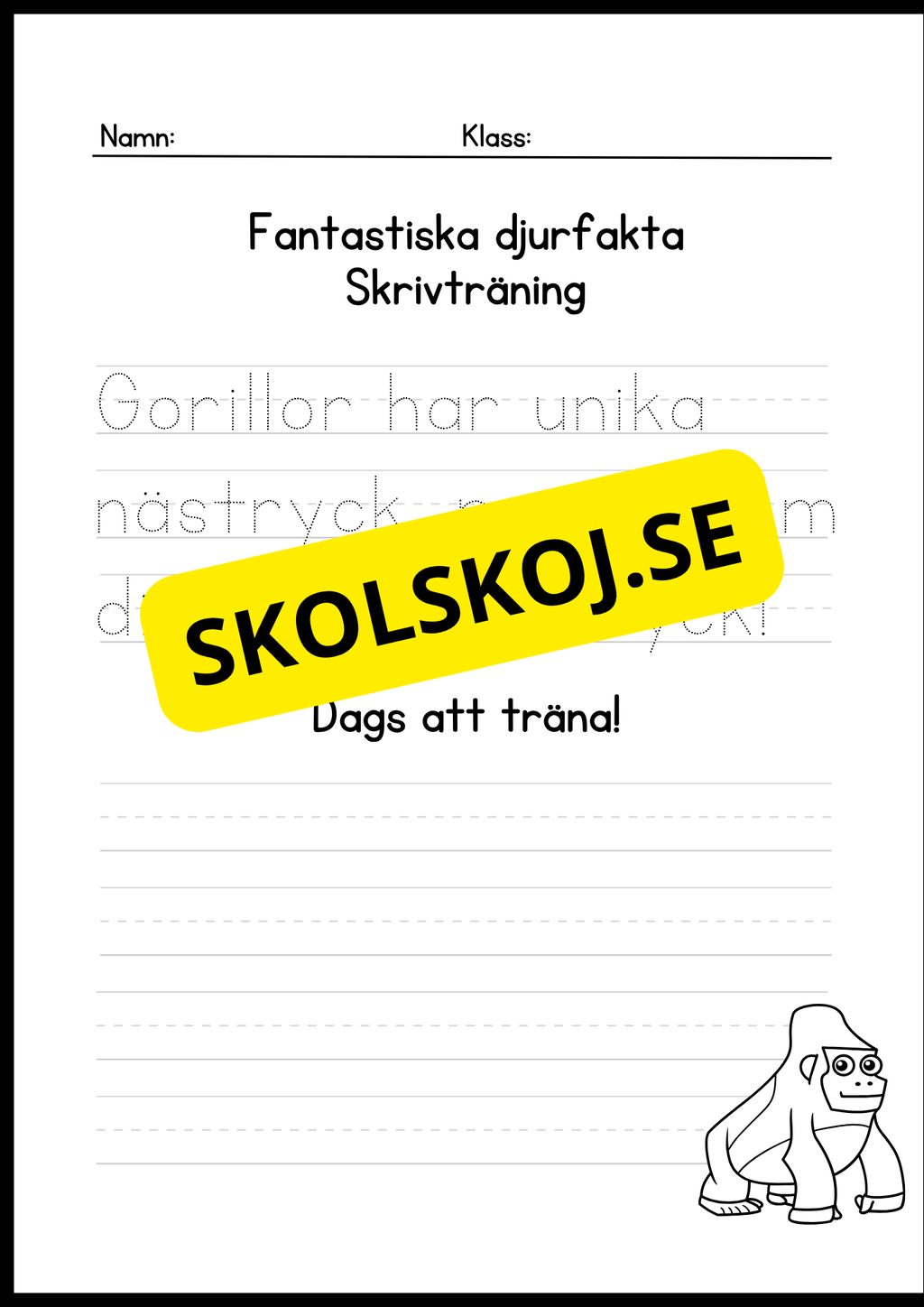 Fantastiska djurfakta - Skrivträning