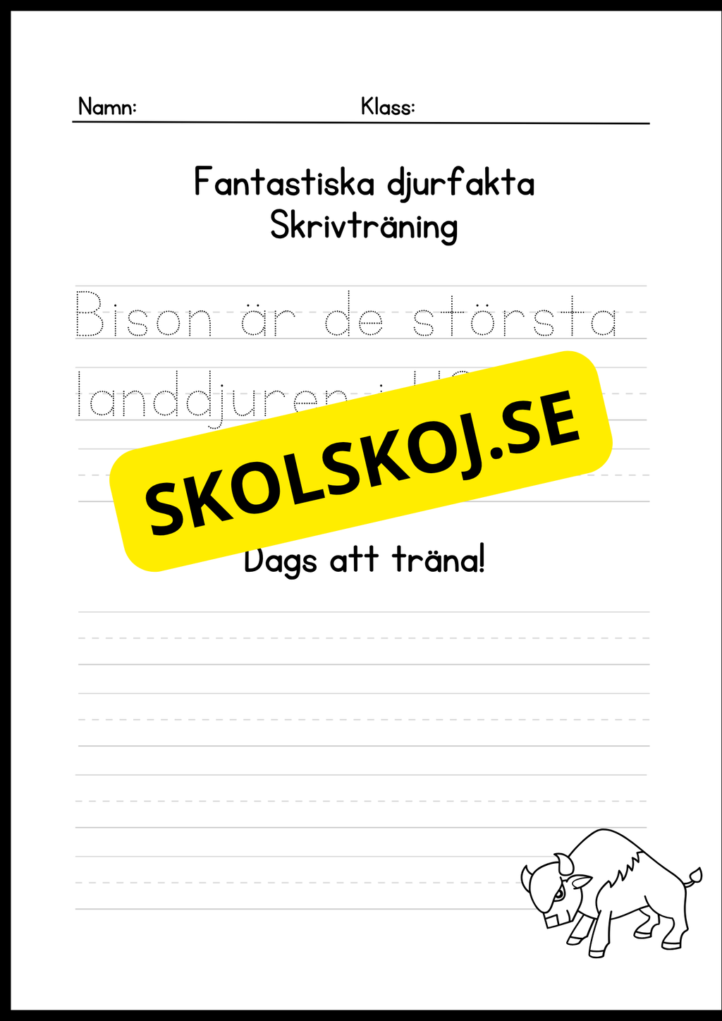 Fantastiska djurfakta - Skrivträning