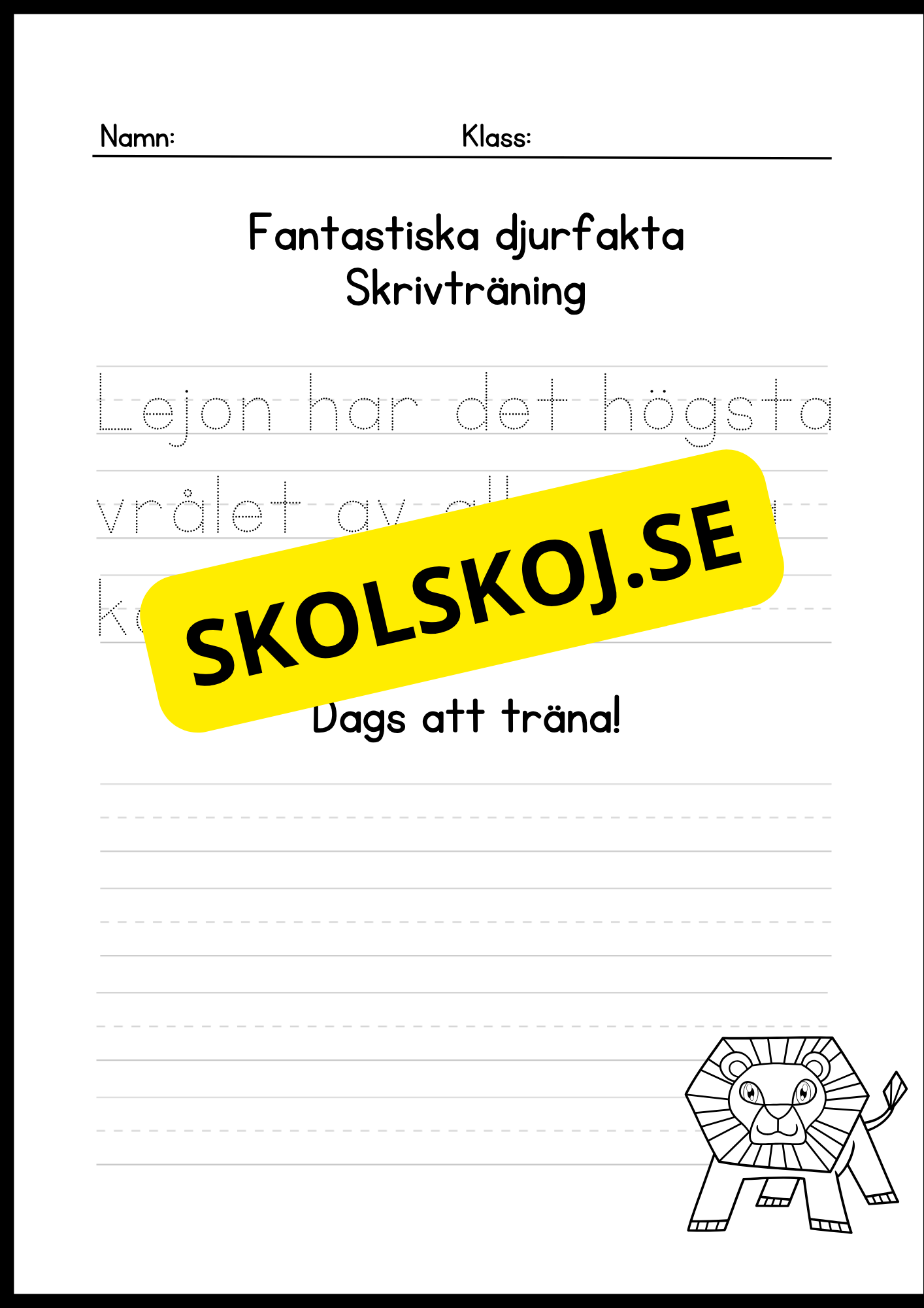 Fantastiska djurfakta - Skrivträning