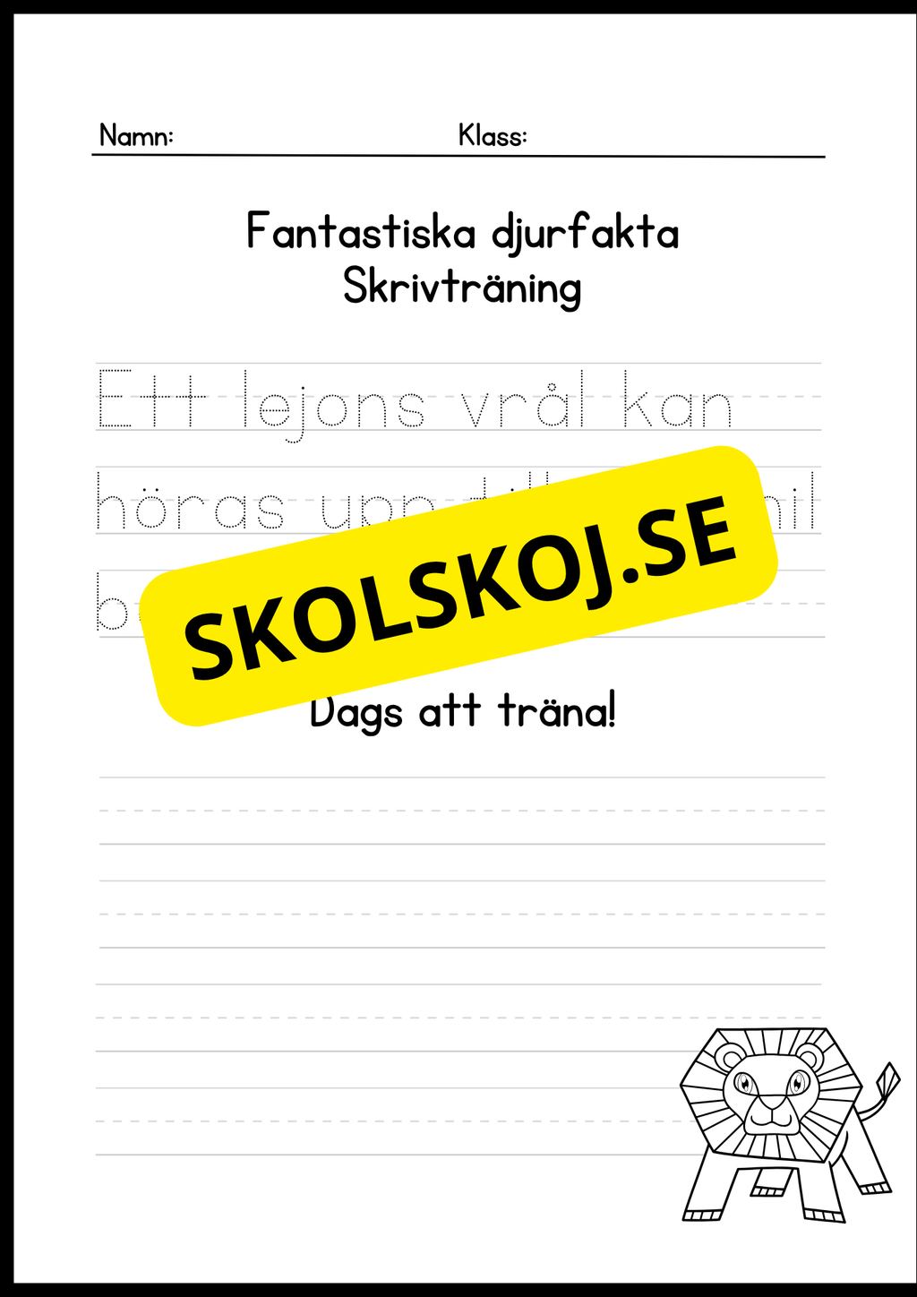 Fantastiska djurfakta - Skrivträning