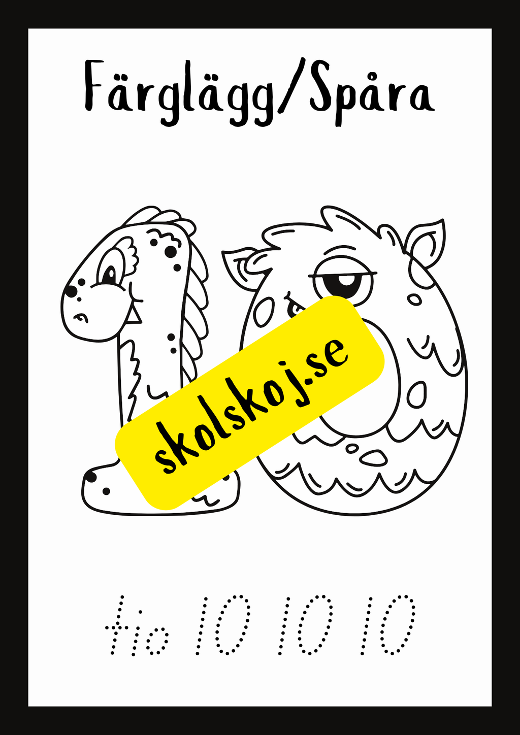 Färglägg och spåra - Siffror 1 - 10