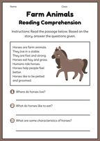 Farm animals - Reading comprehension - Engelska enkel läsförståelse