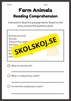 Farm animals - Reading comprehension - Engelska enkel läsförståelse