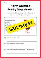 Farm animals - Reading comprehension - Engelska enkel läsförståelse