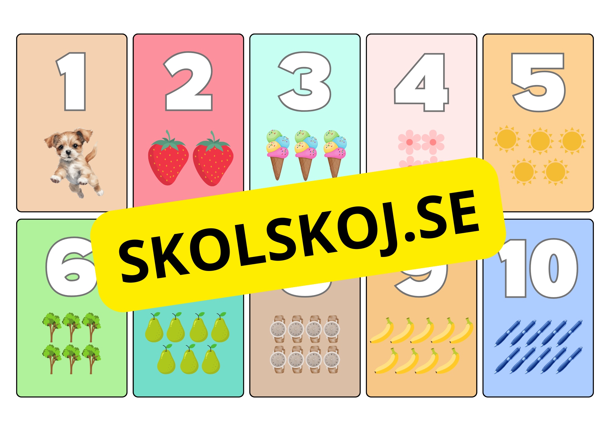 Flashkort - Siffror 1 - 10