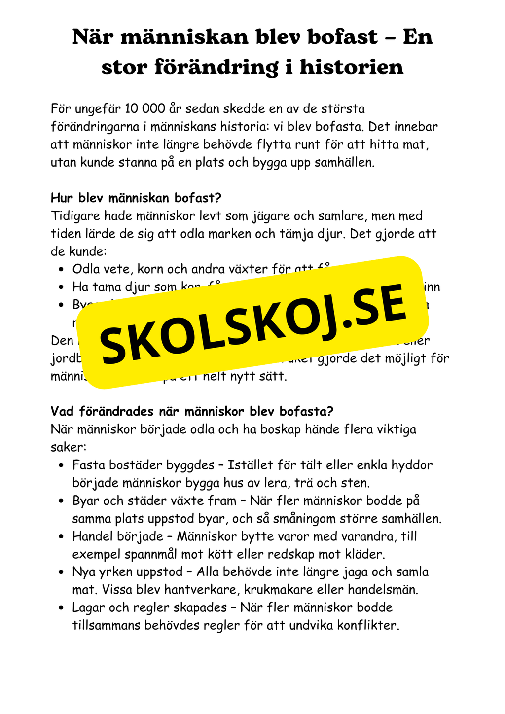 Forntiden - Människans första tid - Årskurs 4 - 6
