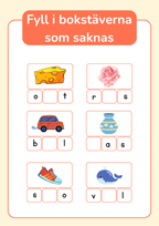 Fyll i bokstäverna som saknas - Häfte