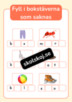 Fyll i bokstäverna som saknas - Häfte