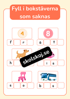 Fyll i bokstäverna som saknas - Häfte