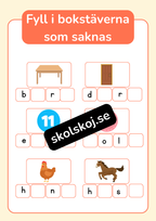 Fyll i bokstäverna som saknas - Häfte