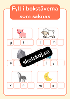 Fyll i bokstäverna som saknas - Häfte