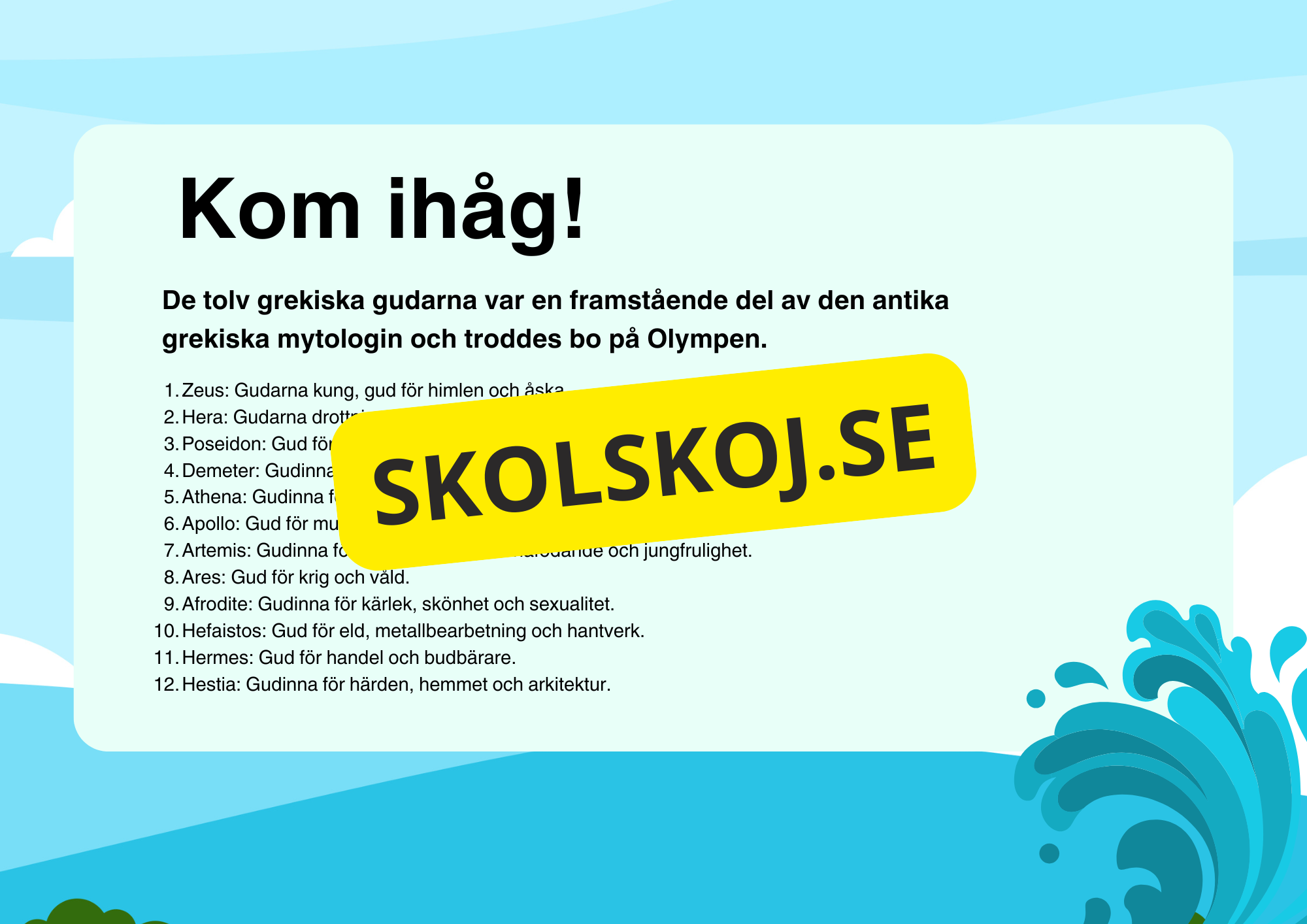 Grekiska gudar + frågor
