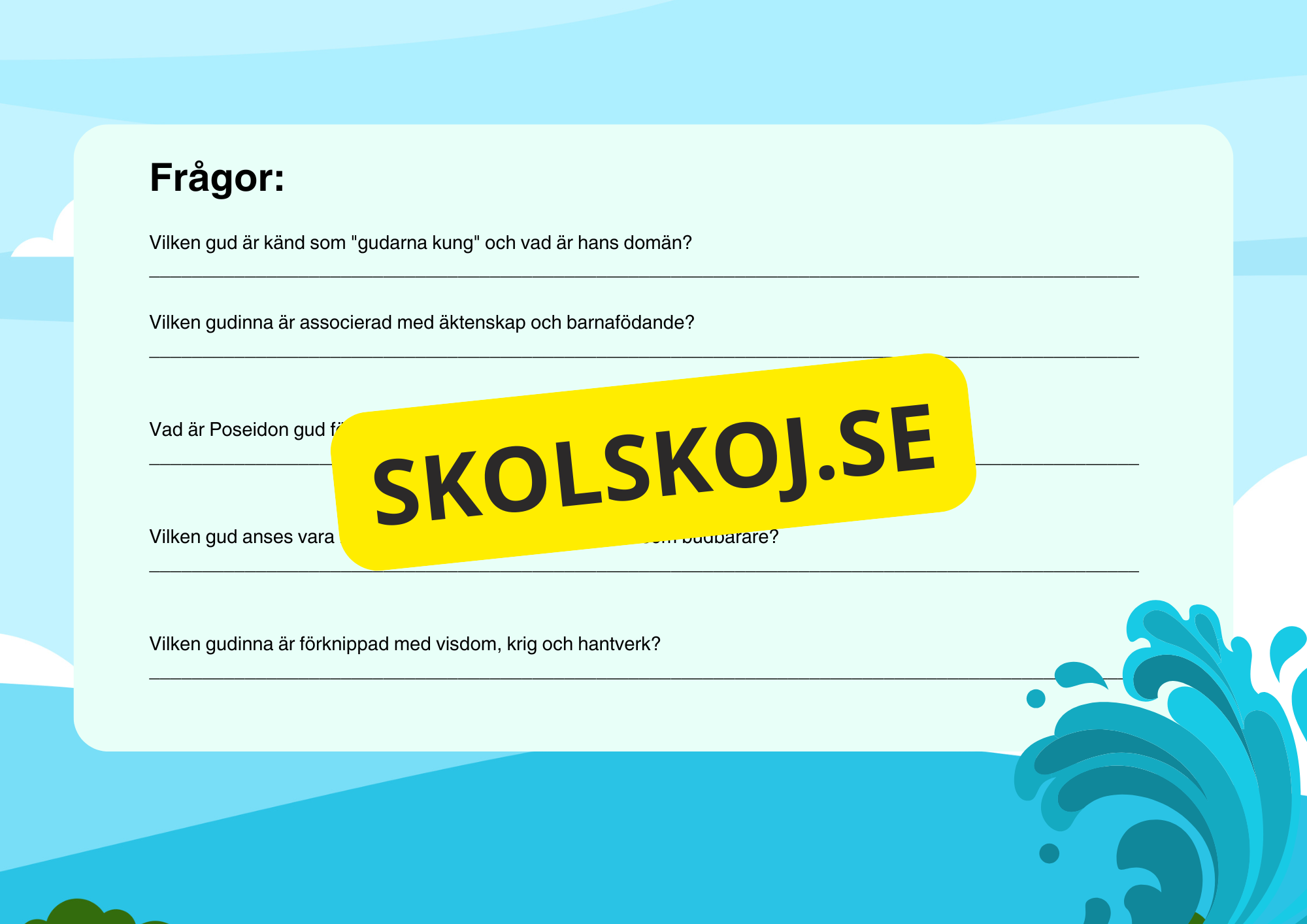 Grekiska gudar + frågor