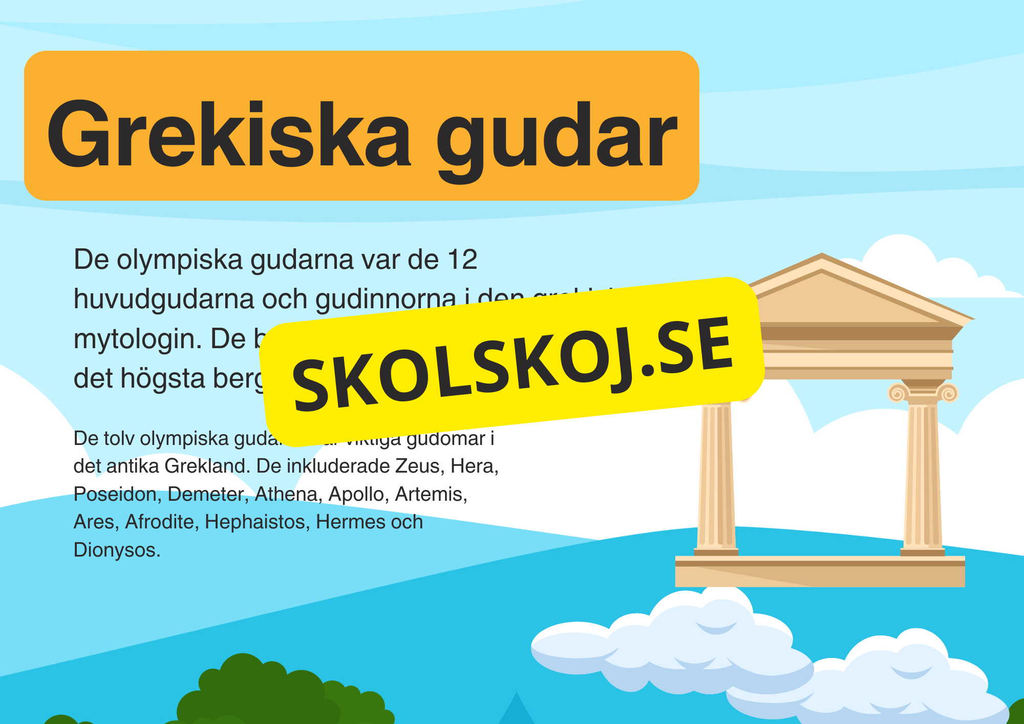 Grekiska gudar + frågor