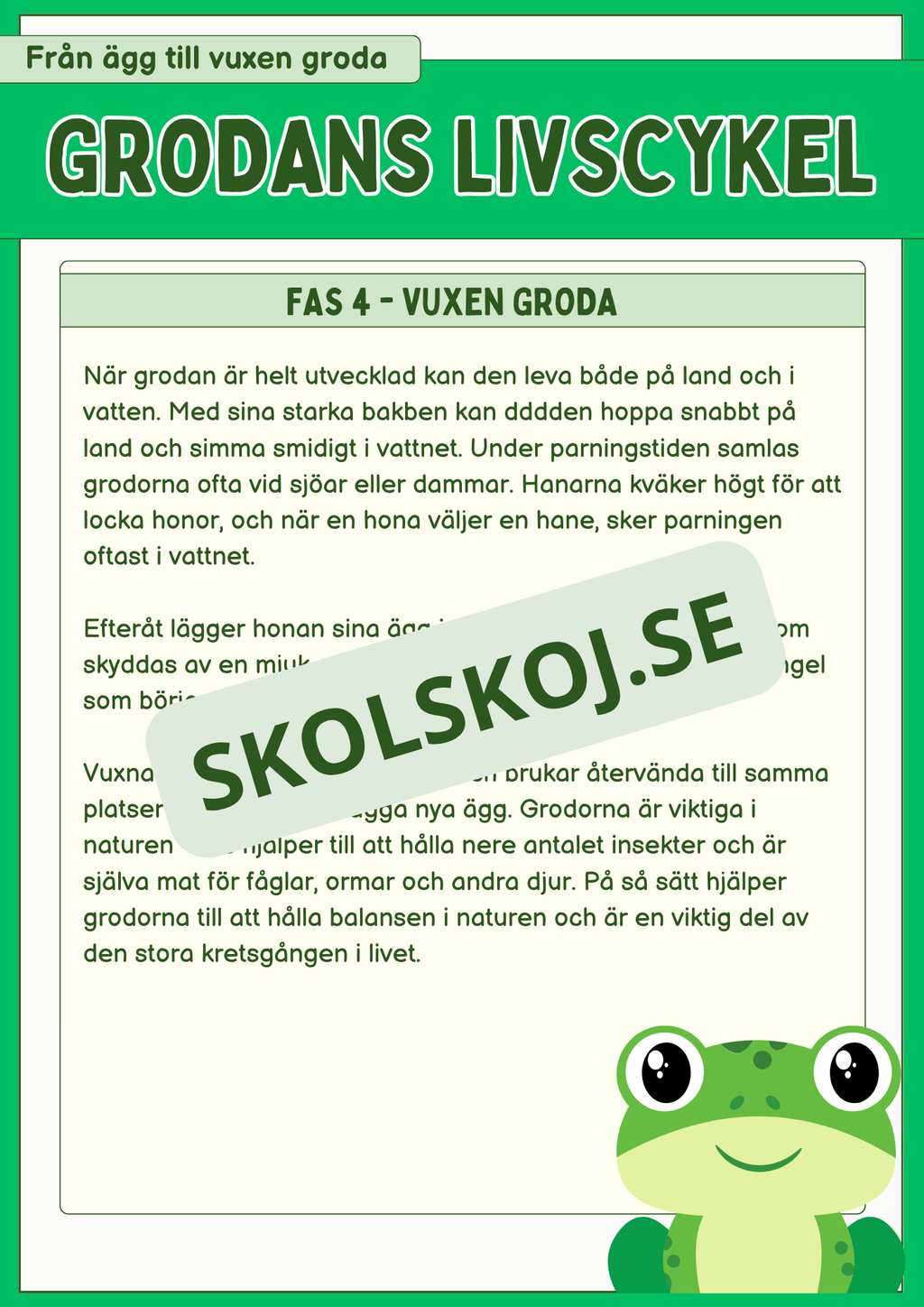 Grodans livscykel och lite till
