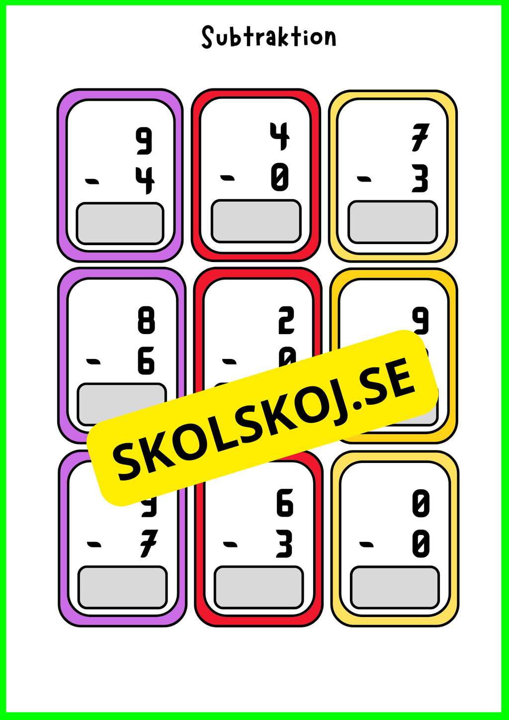 Grundläggande matematik med mattekort (344 kort)