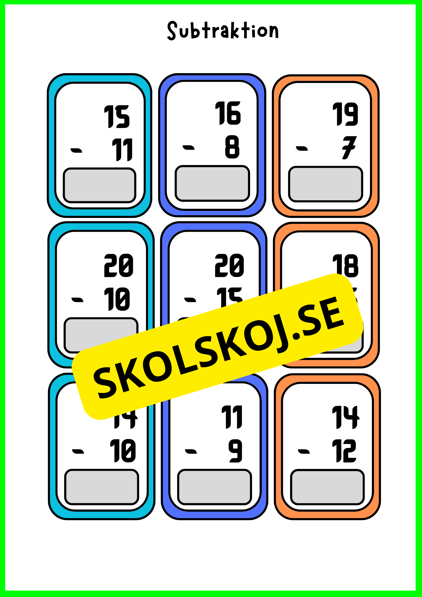 Grundläggande matematik med mattekort (344 kort)