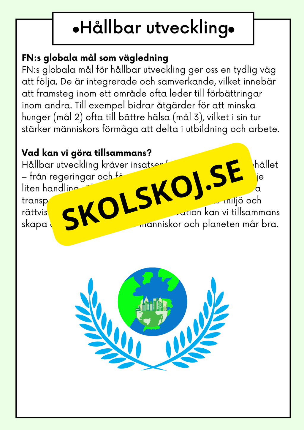Hållbar utveckling - Årskurs 4 - 6 - Läsförståelse (42 sidor)