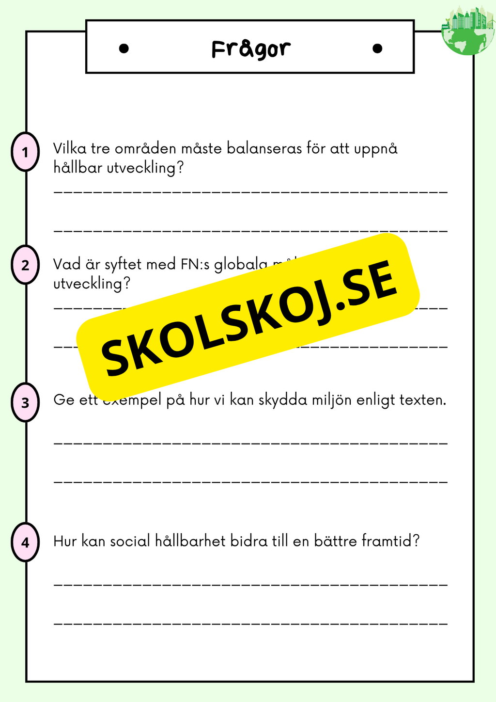 Hållbar utveckling - Årskurs 4 - 6 - Läsförståelse (42 sidor)
