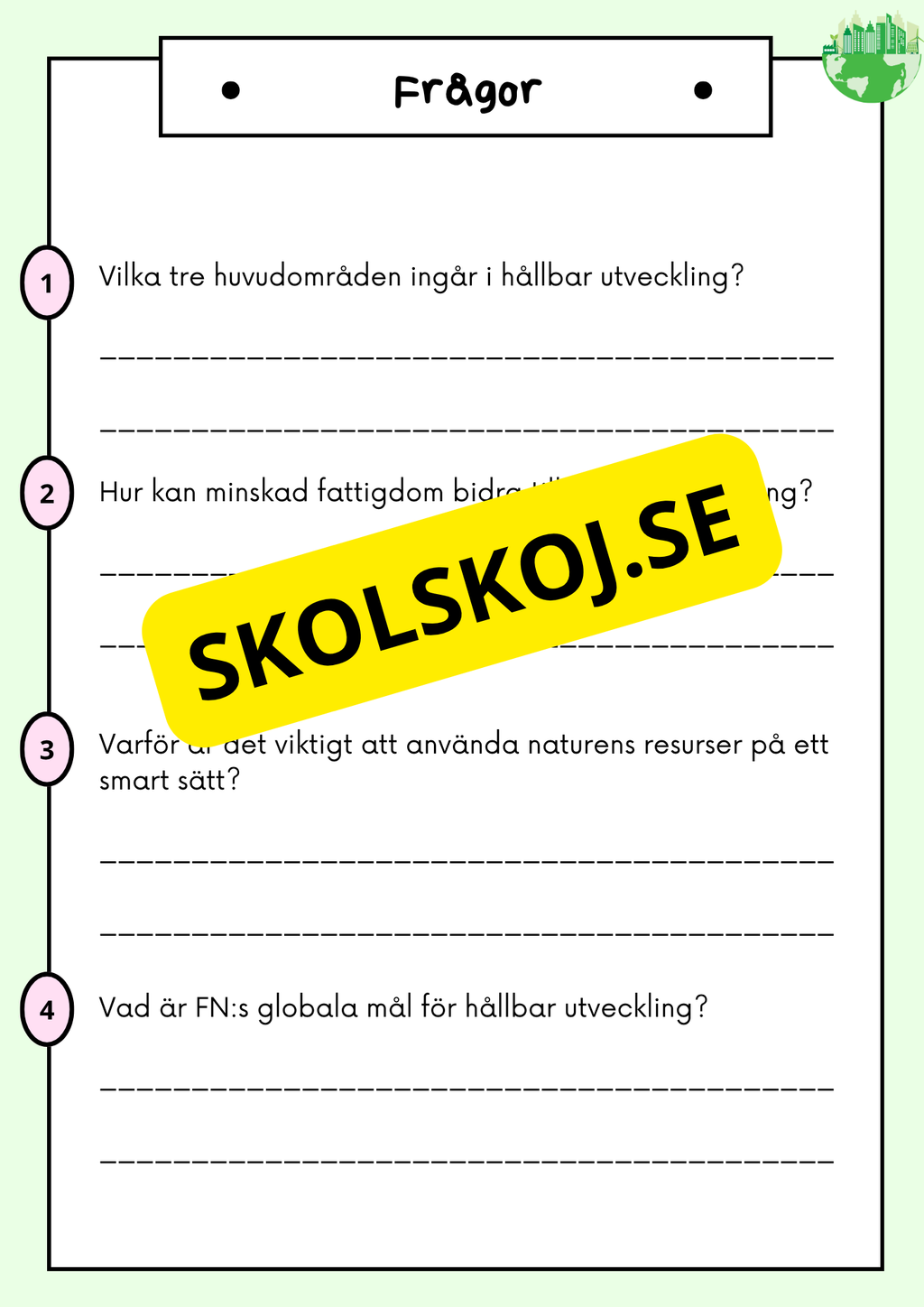 Hållbar utveckling - Årskurs 4 - 6 - Läsförståelse (42 sidor)