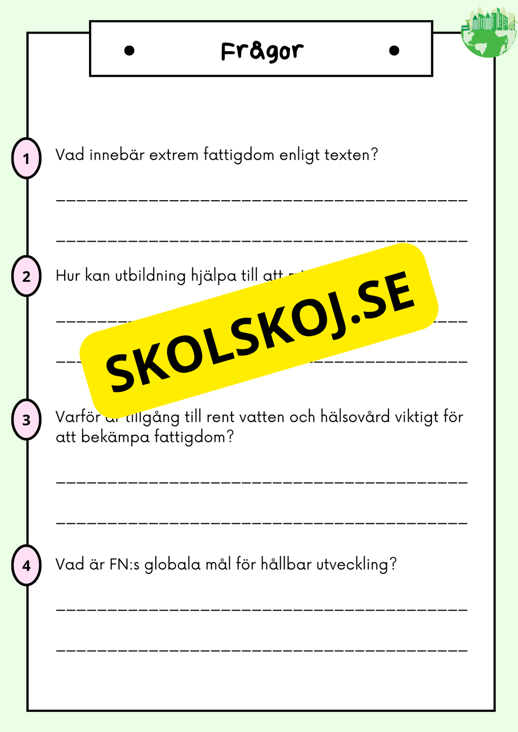 Hållbar utveckling - Årskurs 4 - 6 - Läsförståelse (42 sidor)