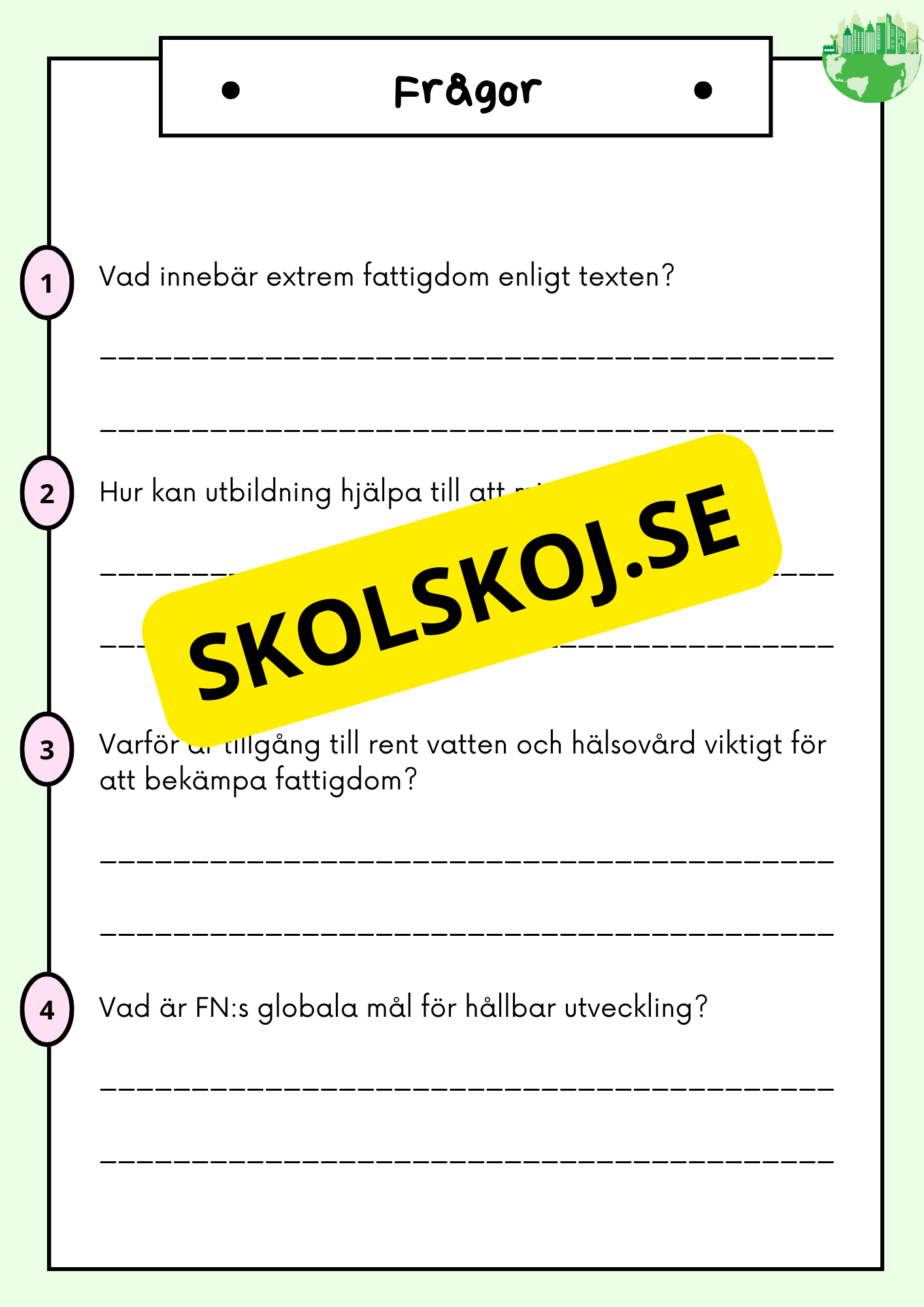 Hållbar utveckling - Årskurs 4 - 6 - Läsförståelse (42 sidor)