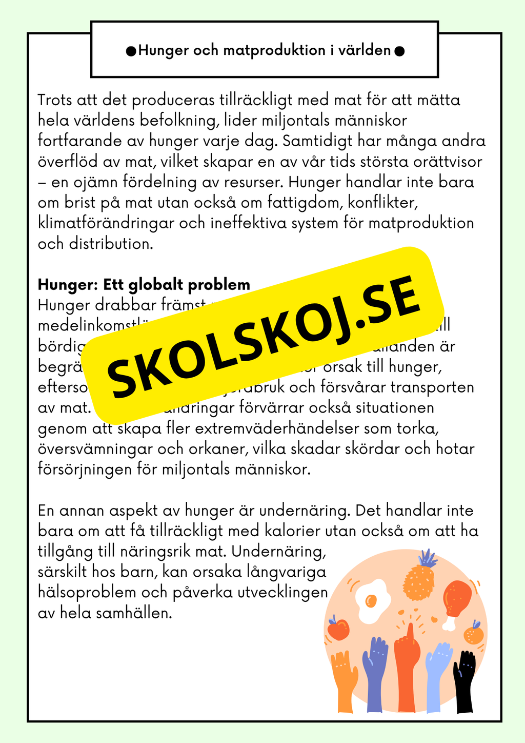Hållbar utveckling - Årskurs 4 - 6 - Läsförståelse (42 sidor)