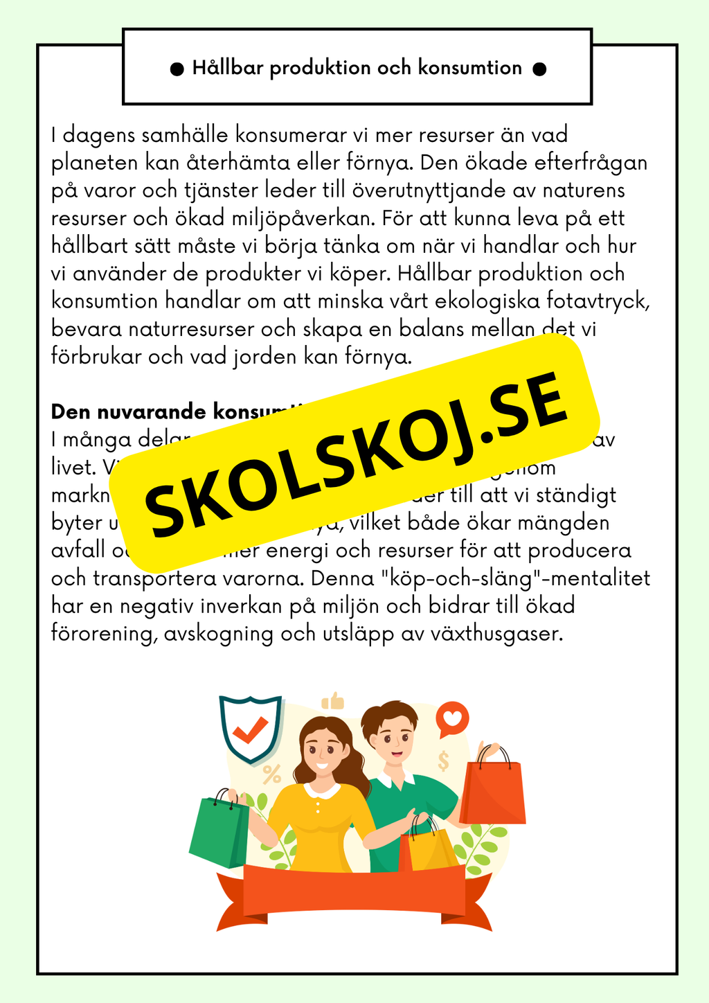 Hållbar utveckling - Årskurs 4 - 6 - Läsförståelse (42 sidor)