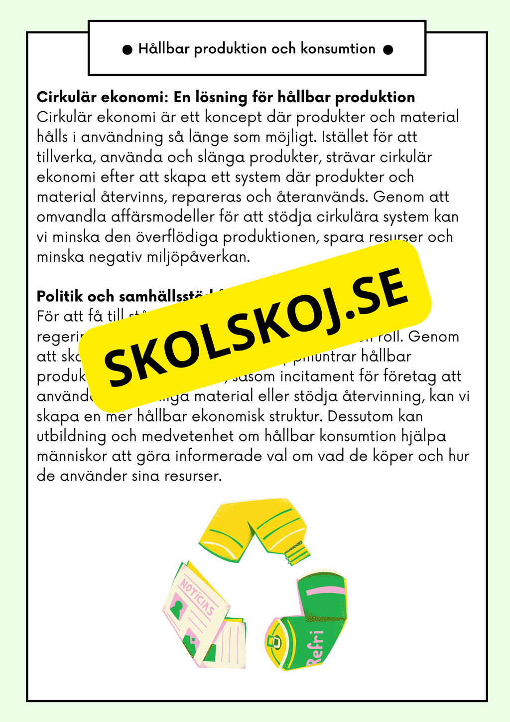 Hållbar utveckling - Årskurs 4 - 6 - Läsförståelse (42 sidor)