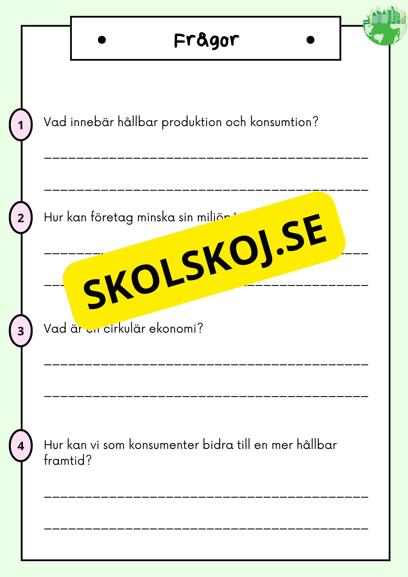 Hållbar utveckling - Årskurs 4 - 6 - Läsförståelse (42 sidor)