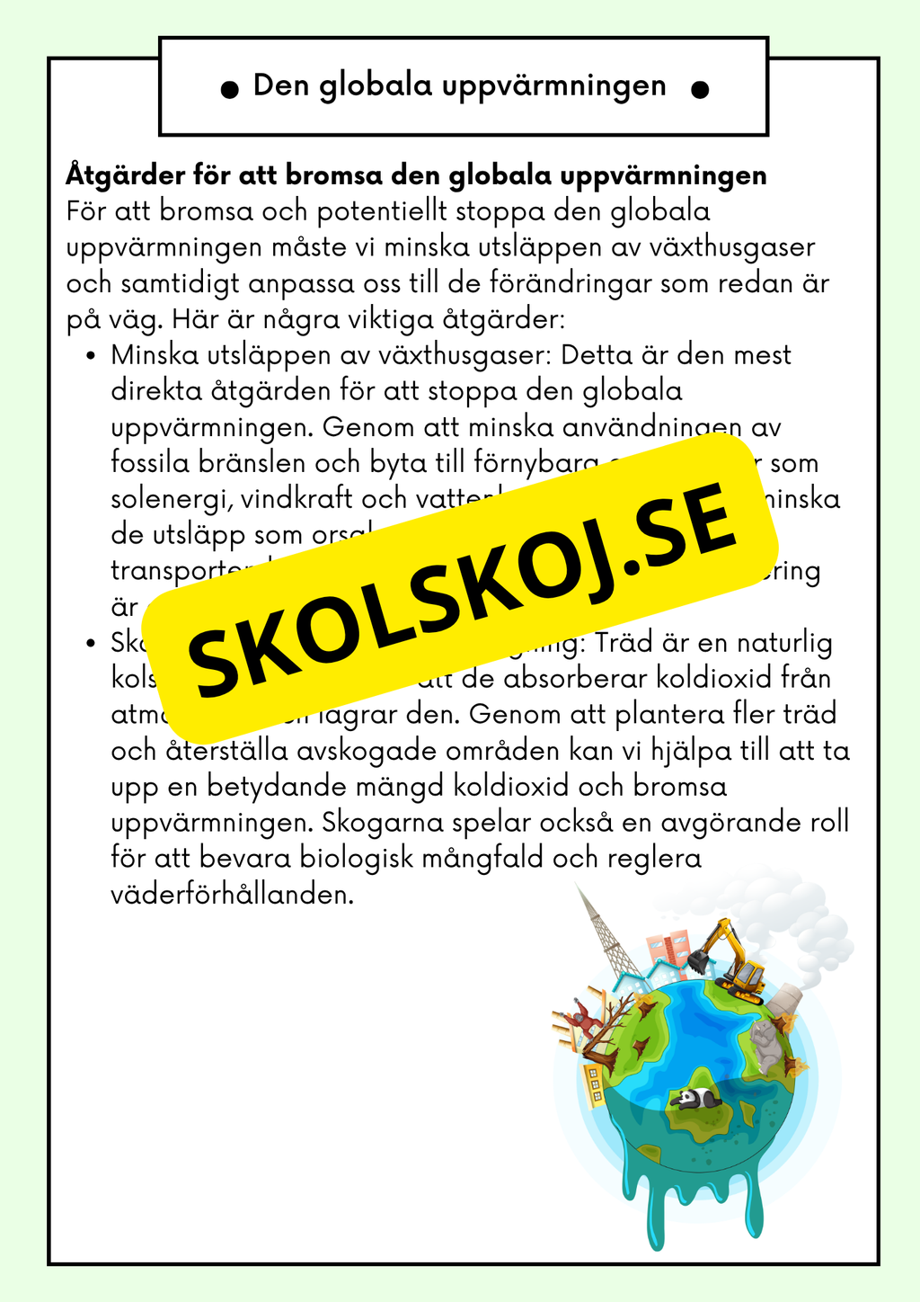 Hållbar utveckling - Årskurs 4 - 6 - Läsförståelse (42 sidor)