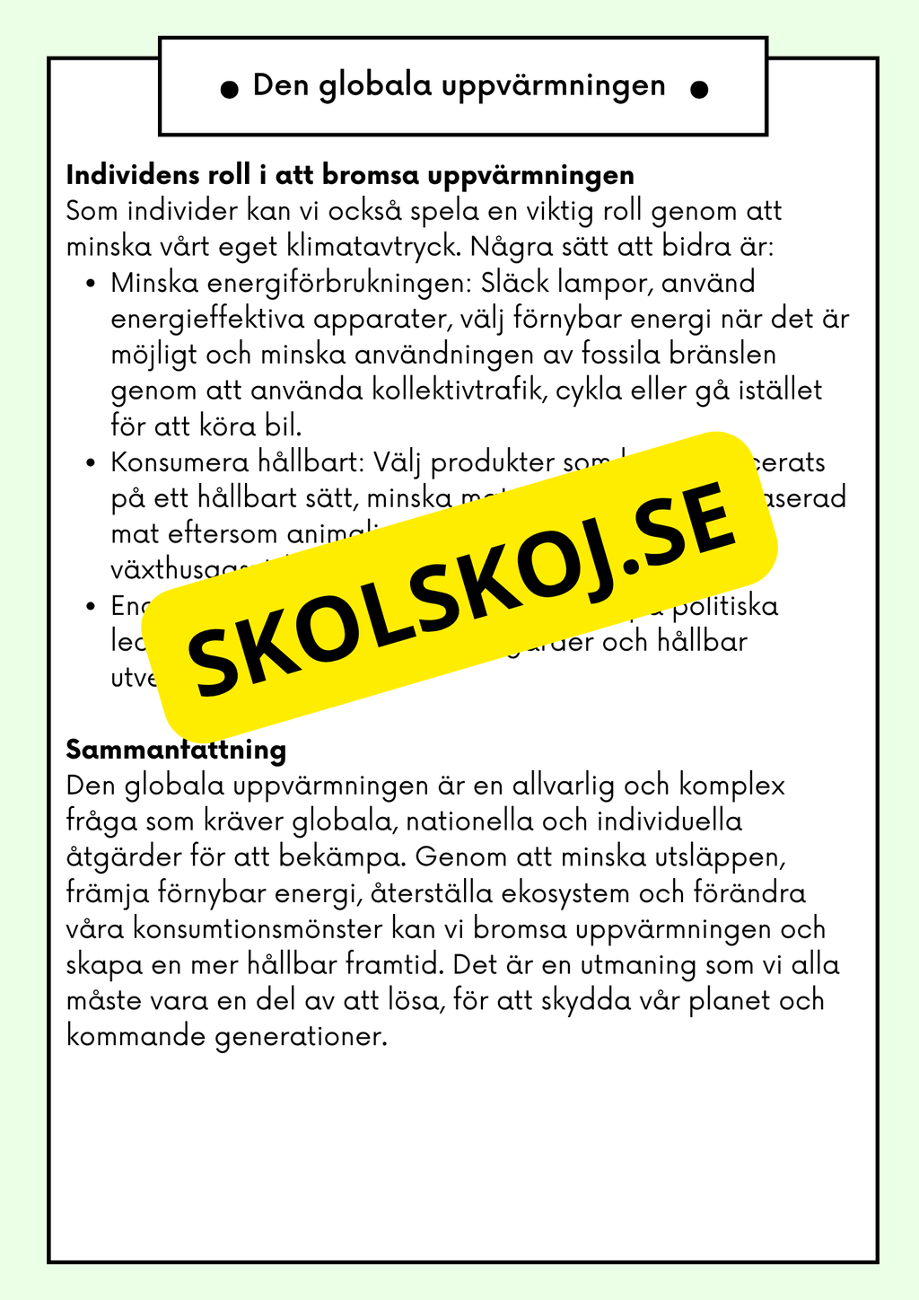 Hållbar utveckling - Årskurs 4 - 6 - Läsförståelse (42 sidor)