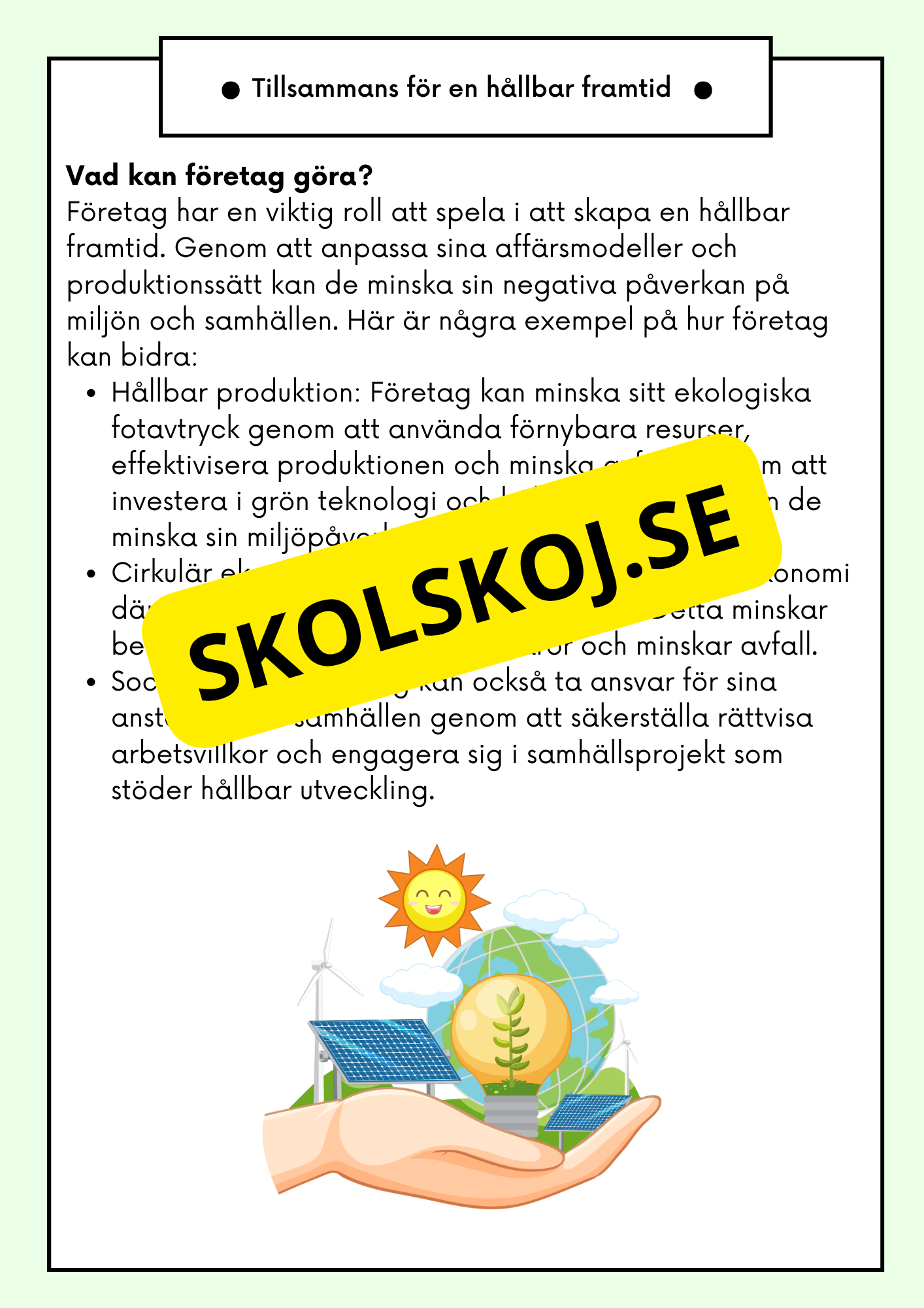 Hållbar utveckling - Årskurs 4 - 6 - Läsförståelse (42 sidor)
