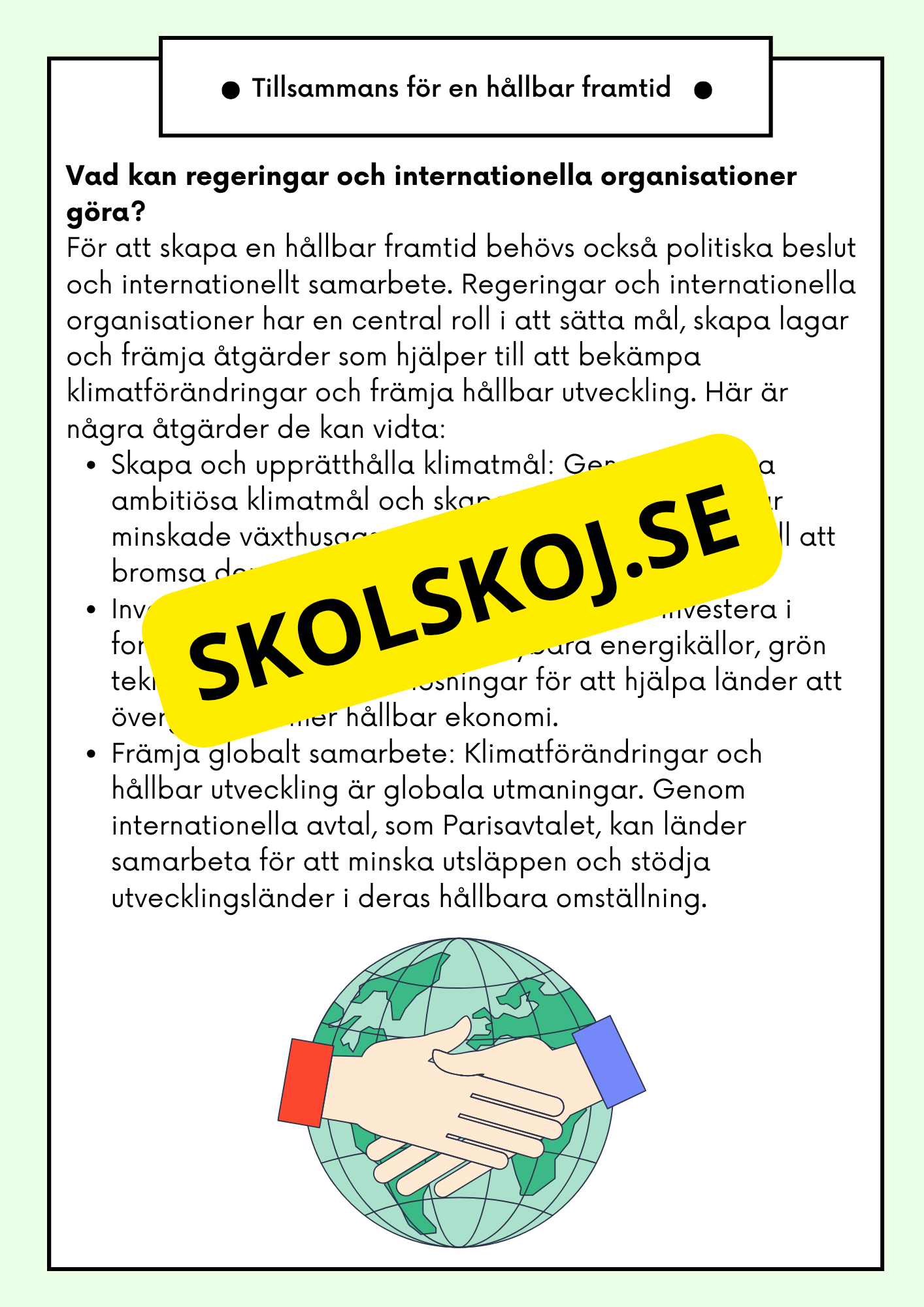 Hållbar utveckling - Årskurs 4 - 6 - Läsförståelse (42 sidor)