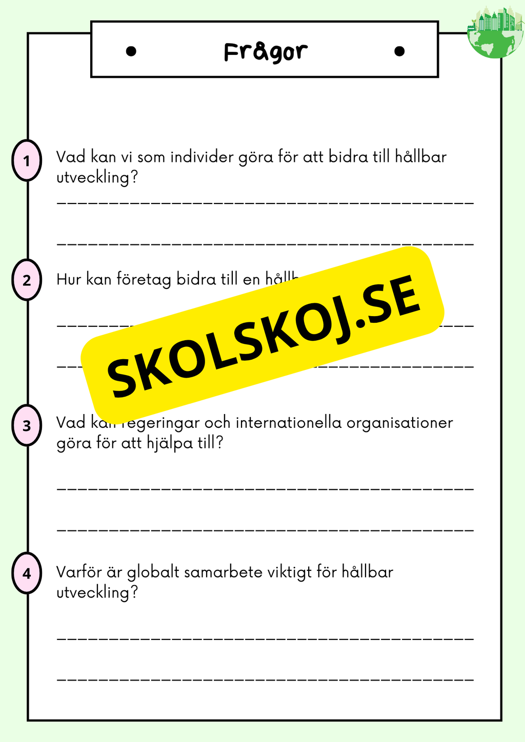 Hållbar utveckling - Årskurs 4 - 6 - Läsförståelse (42 sidor)