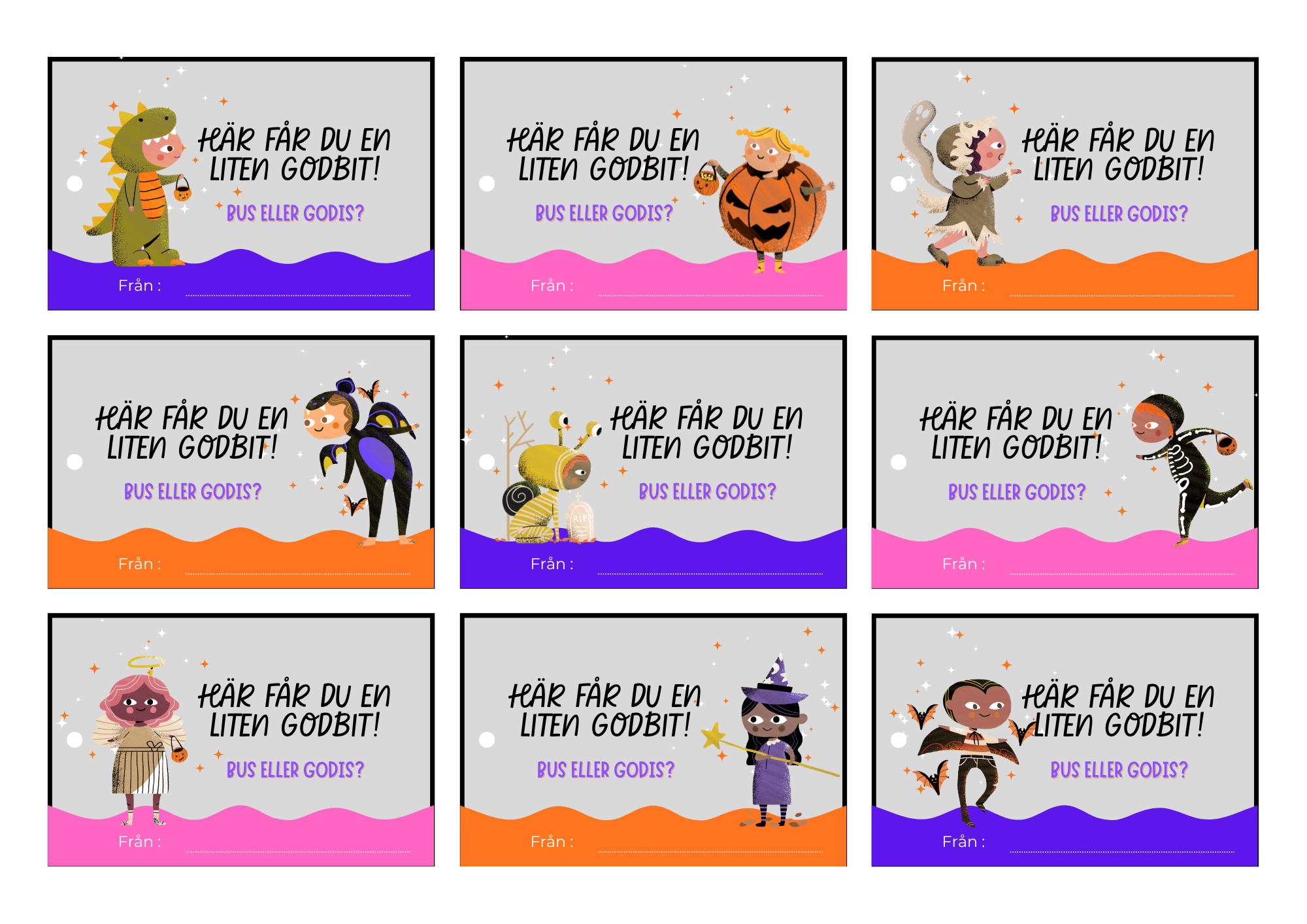 Halloweenetiketter och godisetiketter