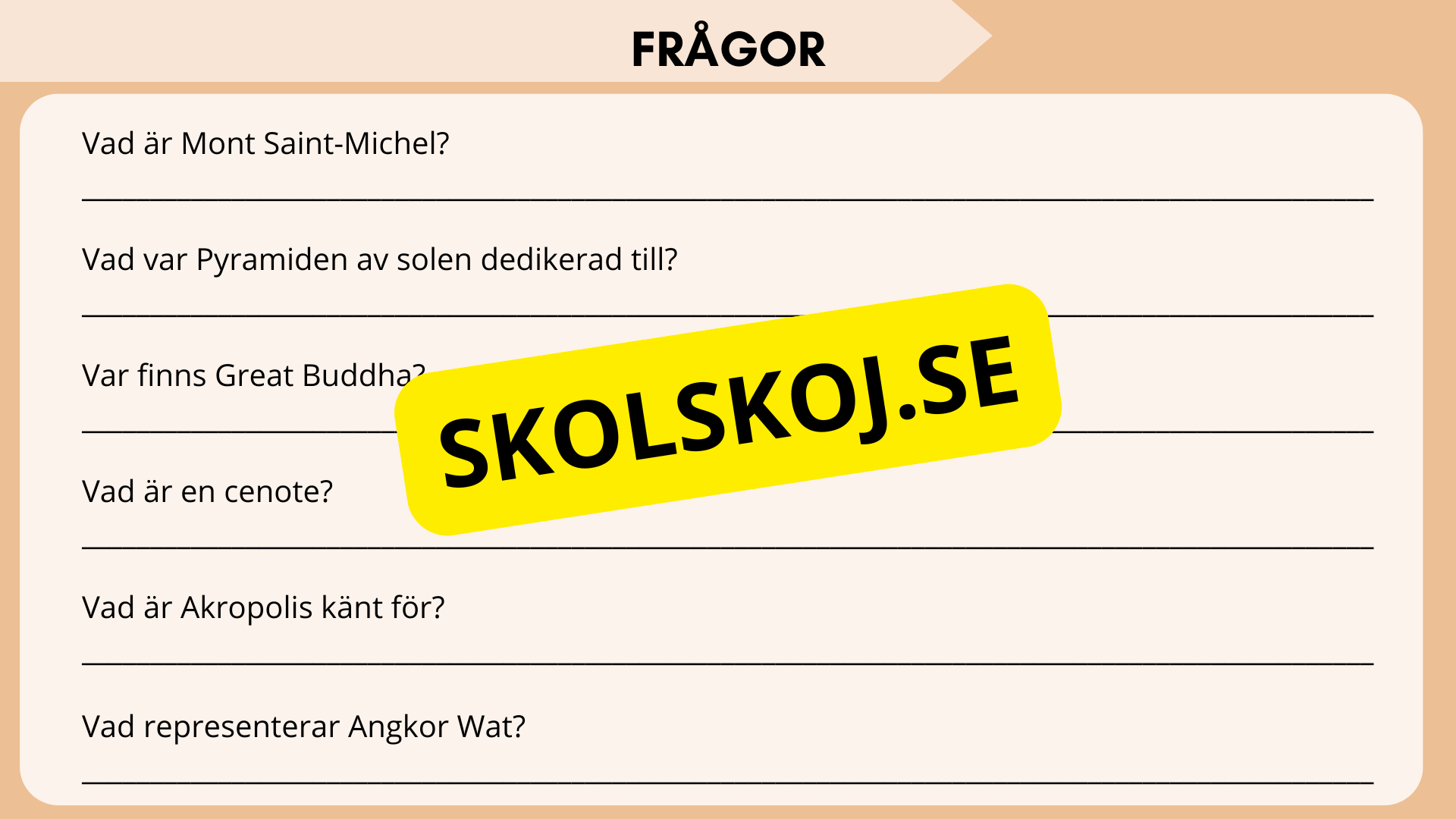 Historiska och kända landmärken - Fakta och frågor