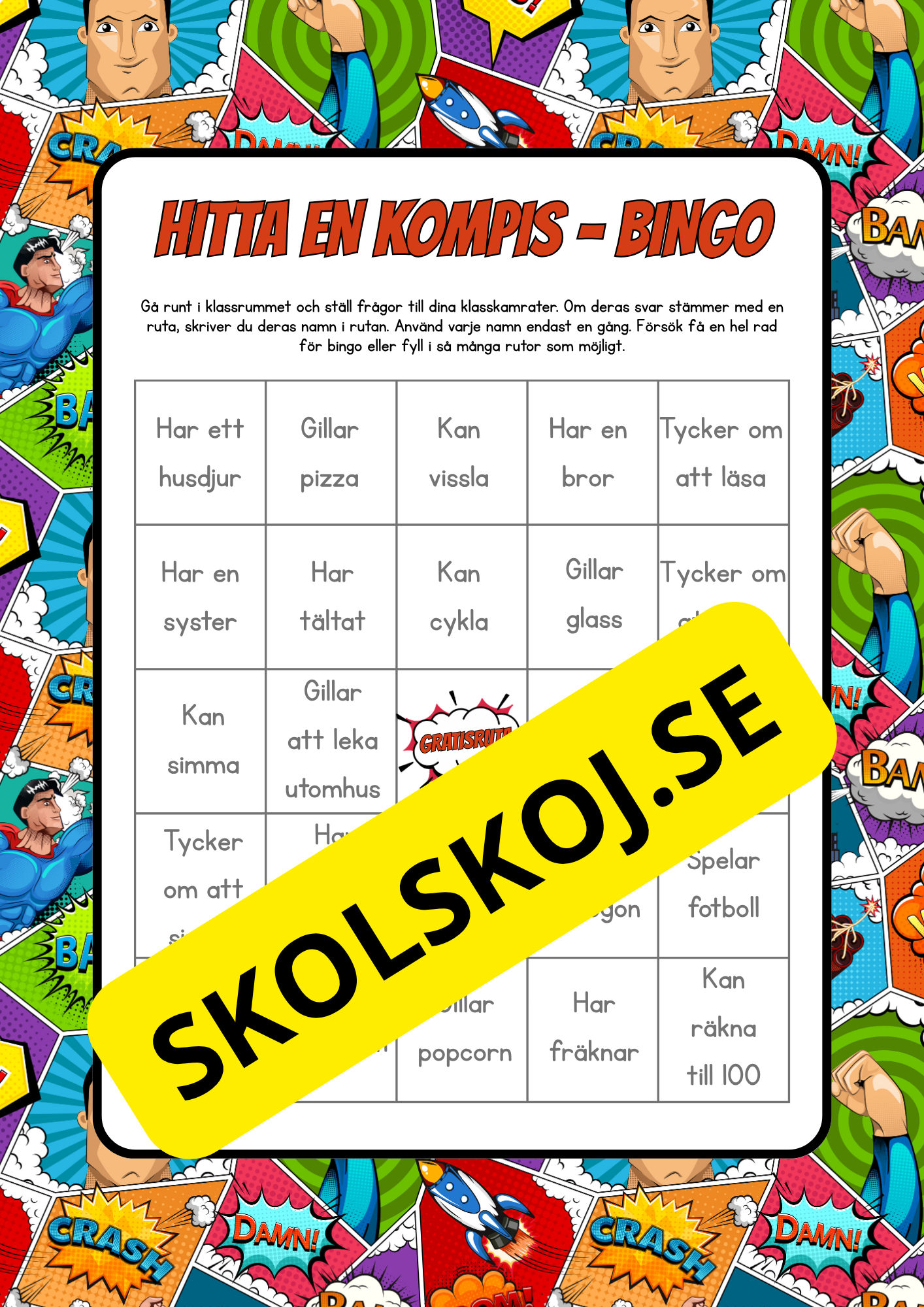 Hitta en kompis – Bingo