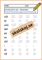 Högfrekventa ord - Finskrivning