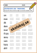 Högfrekventa ord - Finskrivning