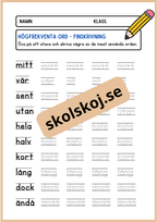 Högfrekventa ord - Finskrivning