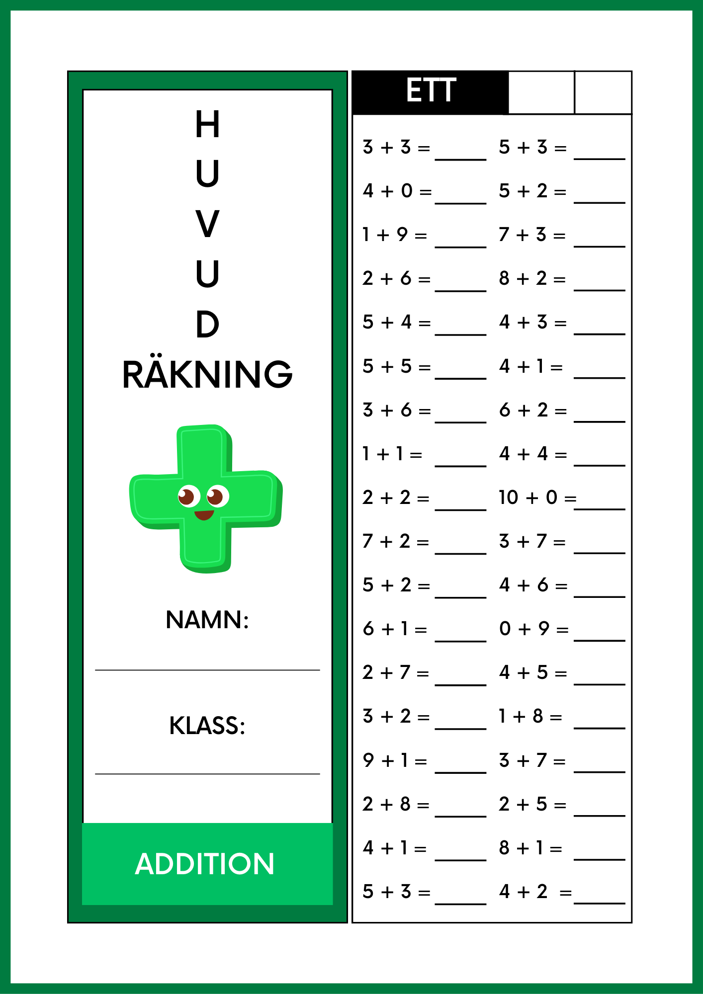 Huvudräkning - Addition