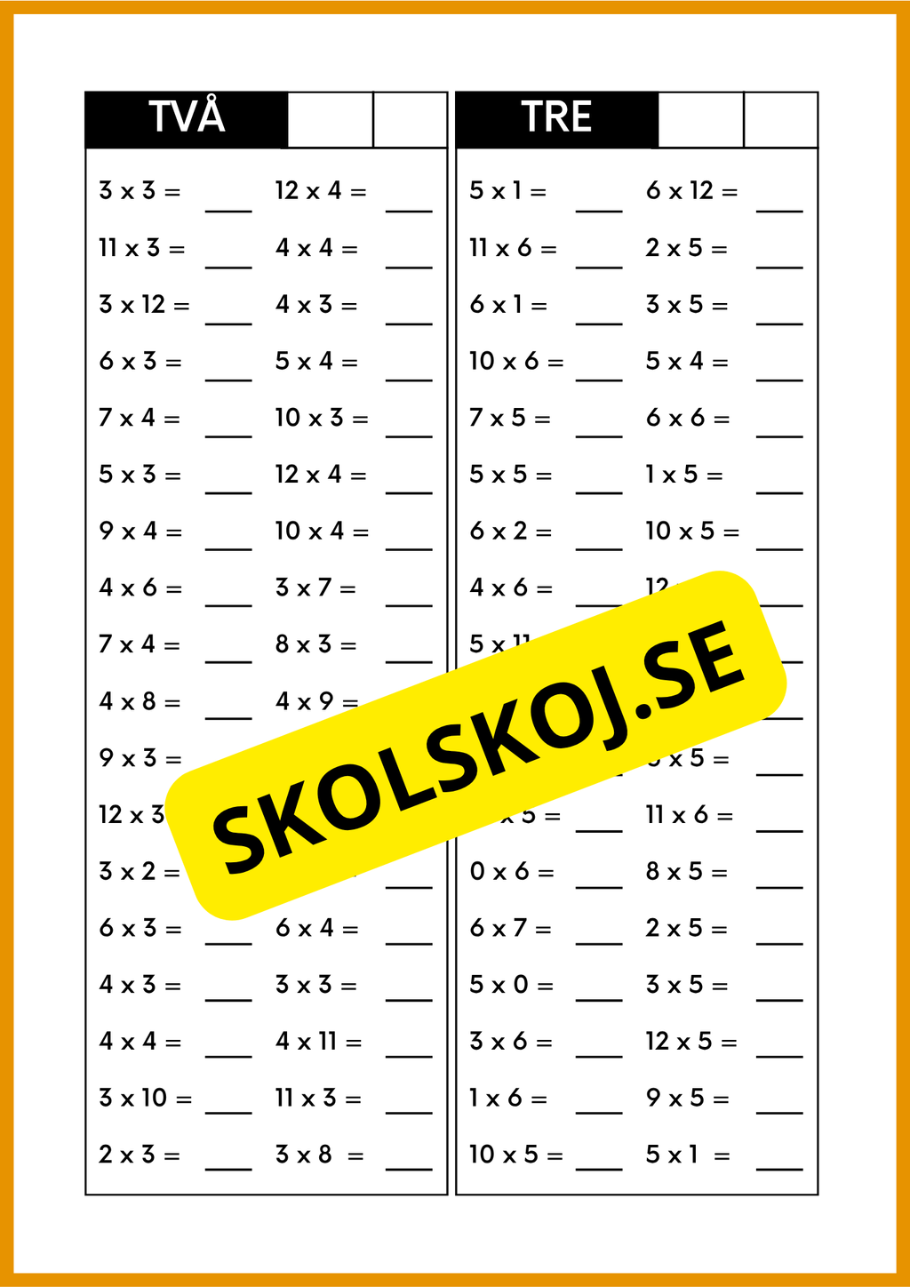 Huvudräkning - Multiplikation