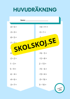 Huvudräkning årskurs - Fem olika nivåer