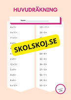 Huvudräkning årskurs - Fem olika nivåer