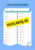 Huvudräkning årskurs - Fem olika nivåer