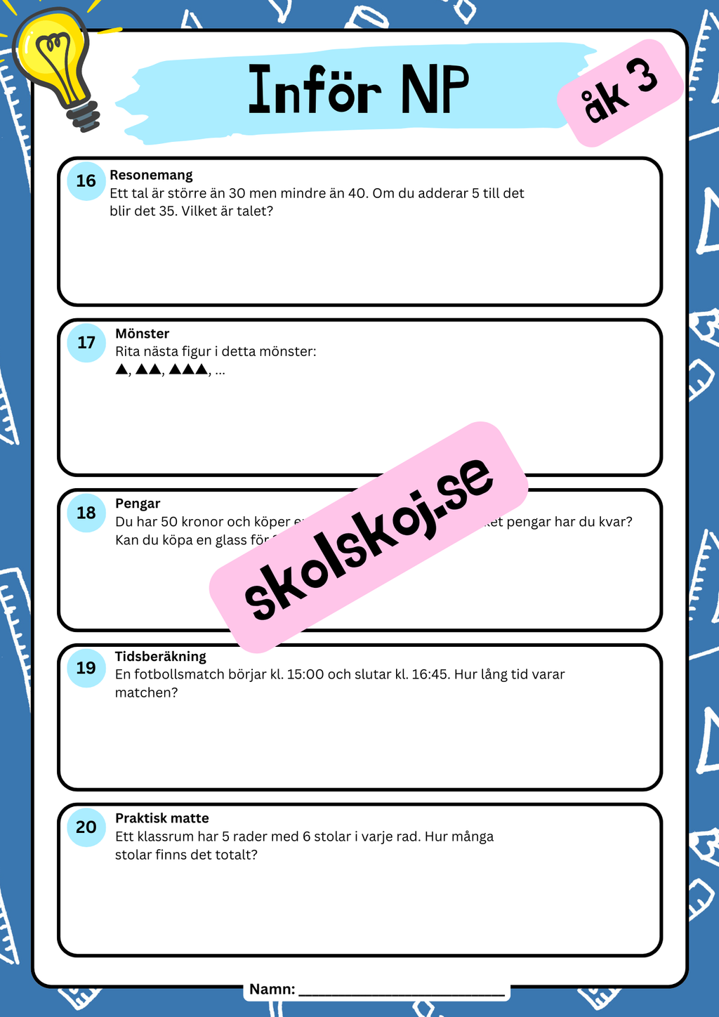 Inför NP matematik - Årskurs 3